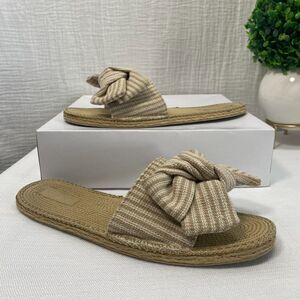 Aldo Espadrilles Slide Flat Sandals Women's Sz US 10 Beige Striped Boho Travel